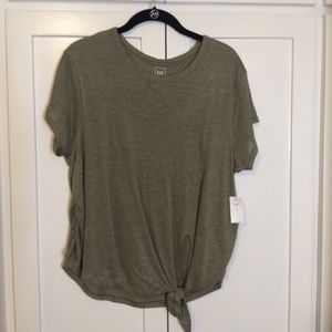 GAP - Linen layered front-tie tee in Walden Green